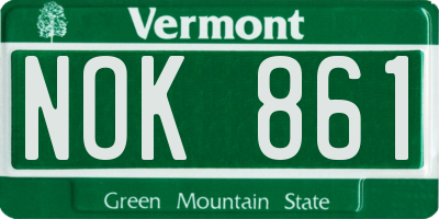 VT license plate NOK861