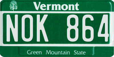 VT license plate NOK864