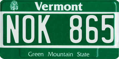 VT license plate NOK865