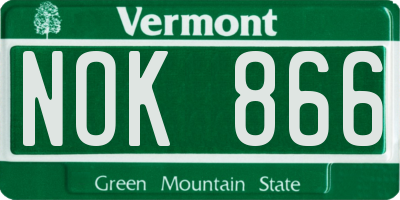 VT license plate NOK866