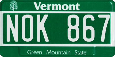 VT license plate NOK867