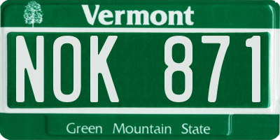 VT license plate NOK871