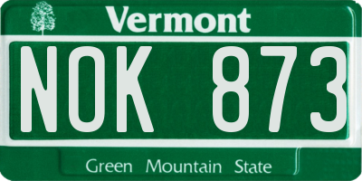 VT license plate NOK873