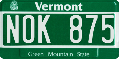 VT license plate NOK875