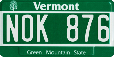 VT license plate NOK876