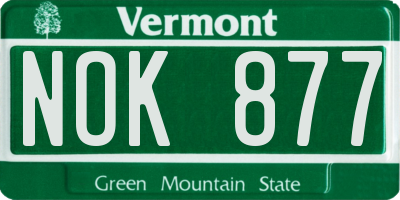 VT license plate NOK877