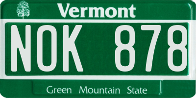VT license plate NOK878