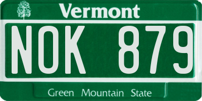VT license plate NOK879
