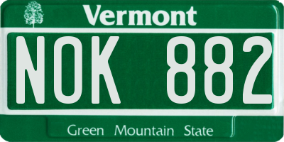 VT license plate NOK882