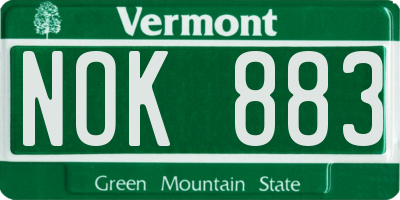 VT license plate NOK883
