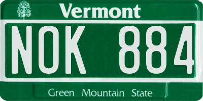 VT license plate NOK884