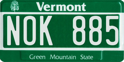 VT license plate NOK885