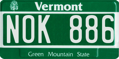 VT license plate NOK886