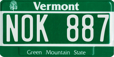VT license plate NOK887