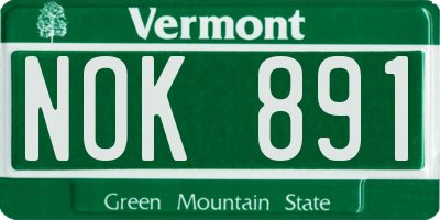 VT license plate NOK891