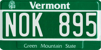 VT license plate NOK895
