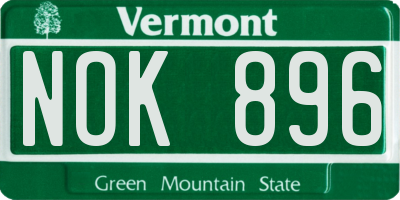 VT license plate NOK896