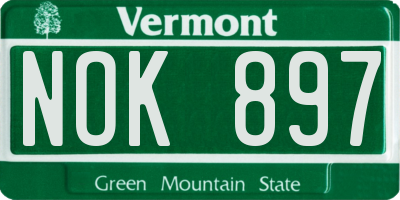 VT license plate NOK897