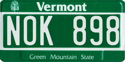 VT license plate NOK898