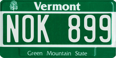 VT license plate NOK899