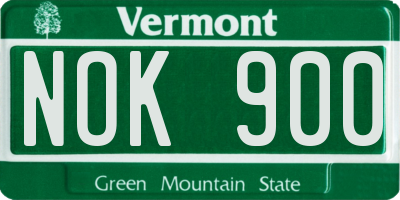 VT license plate NOK900