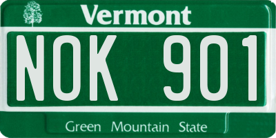 VT license plate NOK901