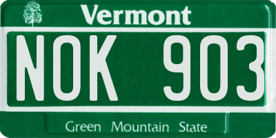 VT license plate NOK903