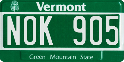 VT license plate NOK905