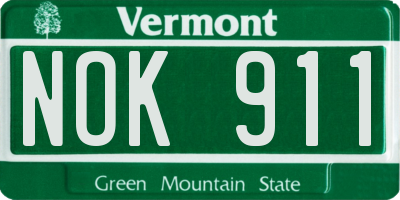 VT license plate NOK911