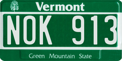VT license plate NOK913