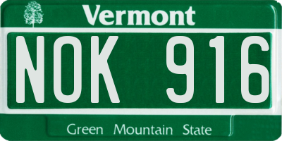 VT license plate NOK916
