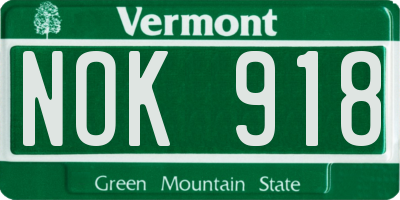 VT license plate NOK918