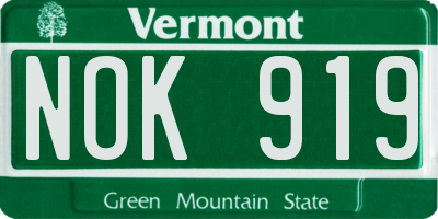 VT license plate NOK919