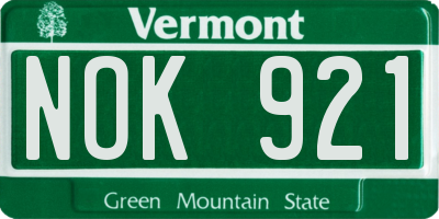 VT license plate NOK921