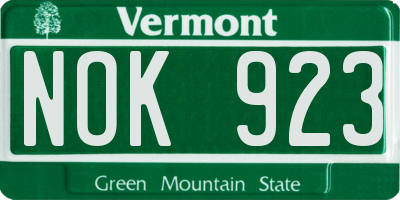 VT license plate NOK923