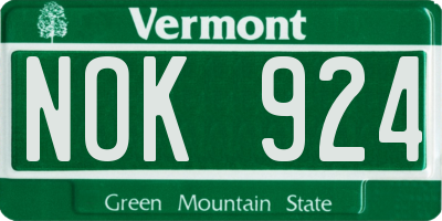 VT license plate NOK924