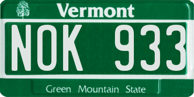 VT license plate NOK933