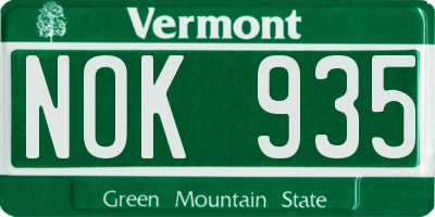 VT license plate NOK935