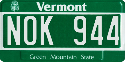 VT license plate NOK944