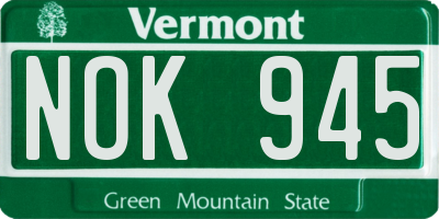 VT license plate NOK945