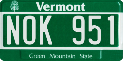 VT license plate NOK951
