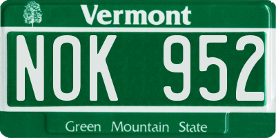 VT license plate NOK952