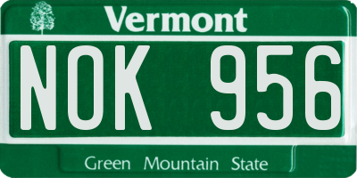 VT license plate NOK956