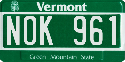 VT license plate NOK961