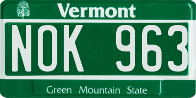 VT license plate NOK963