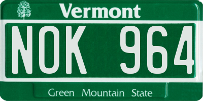 VT license plate NOK964