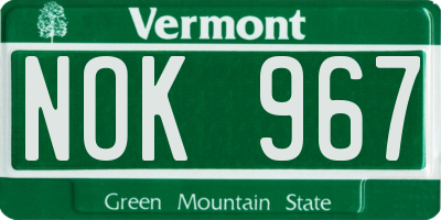 VT license plate NOK967