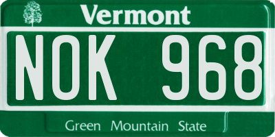 VT license plate NOK968