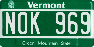 VT license plate NOK969