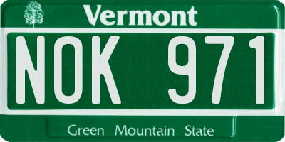 VT license plate NOK971